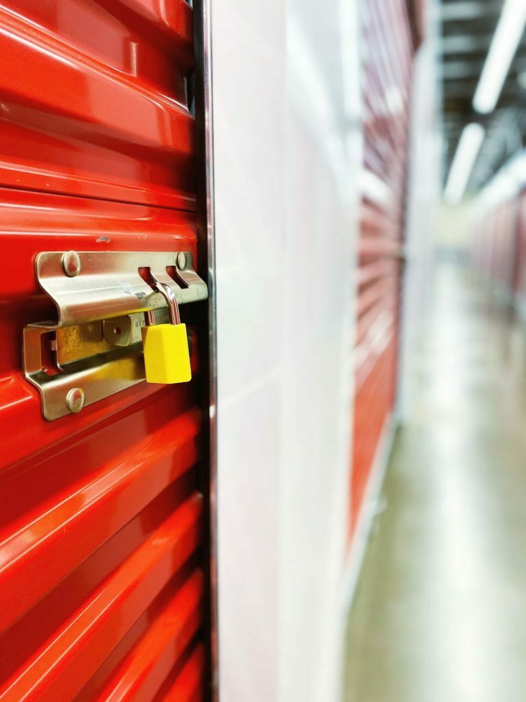 a red and yellow piece of luggage